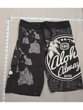 Maui Built Black and Gray Aloha Always Board Shorts